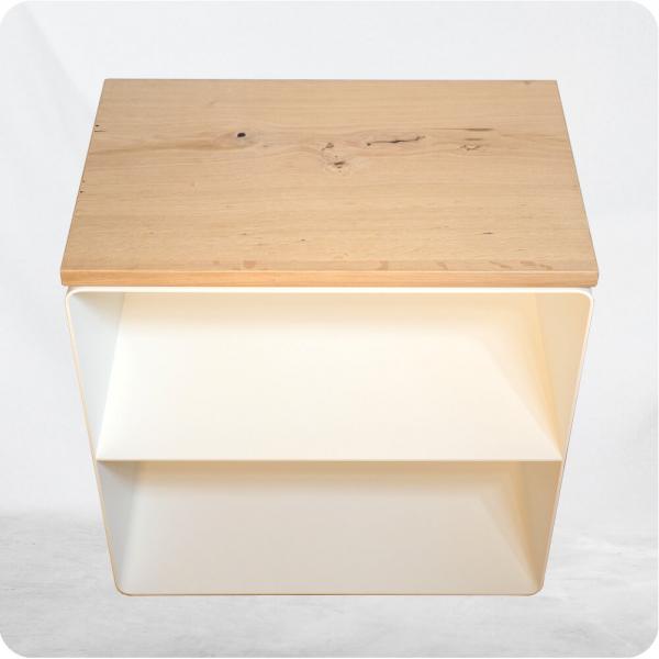 Nachttisch mit Holzabdeckung - Stahl 3 mm, Echtholzfurnier